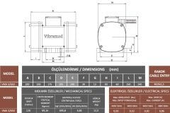 Vibramod VMA 3/650 Vibrasyon Motoru Trifaze (380V) 3000 Devir 655,12 Kgf 0.50 Kw
