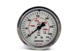 Pakkens 0-315 Bar 50 mm Panotipi Arkadan Bağlantılı Kuru Manometre G 1/8 inç