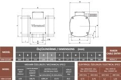 Vibramod VMA 3/1100 Vibrasyon Motoru Trifaze (380V) 3000 Devir 1094,24 Kgf 0.72 Kw