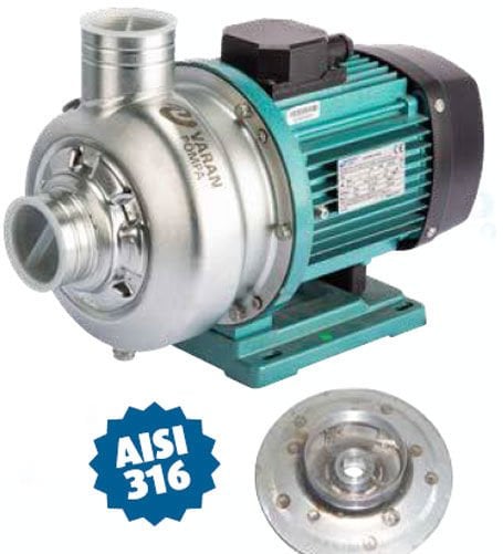 Varan DWB500/2.2T Komple Paslanmaz AISI 316 Santrifüj Pompa Trifaze 3 Hp 25 mss 40 m³/h