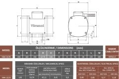 Vibramod VMA 15/35 Vibrasyon Motoru Trifaze (380V) 1500 Devir 42,11 Kgf 0.10 Kw