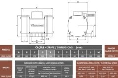 Vibramod VMA 15/400 Vibrasyon Motoru Trifaze (380V) 1500 Devir 432,28 Kgf 0.31 Kw