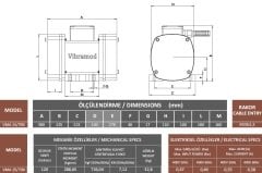 Vibramod VMA 15/700 Vibrasyon Motoru Trifaze (380V) 1500 Devir 726,03 Kgf 0.47 Kw