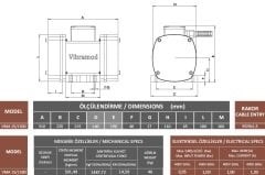 Vibramod VMA 15/1500 Vibrasyon Motoru Trifaze (380V) 1500 Devir 1528,72 Kgf 0.95 Kw