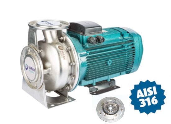 Varan CA65-40-125/1.5T Komple Paslanmaz AISI 316 Kapalı Fanlı Santrifüj Pompa Trifaze 2 Hp 20 mss 30 m³/h