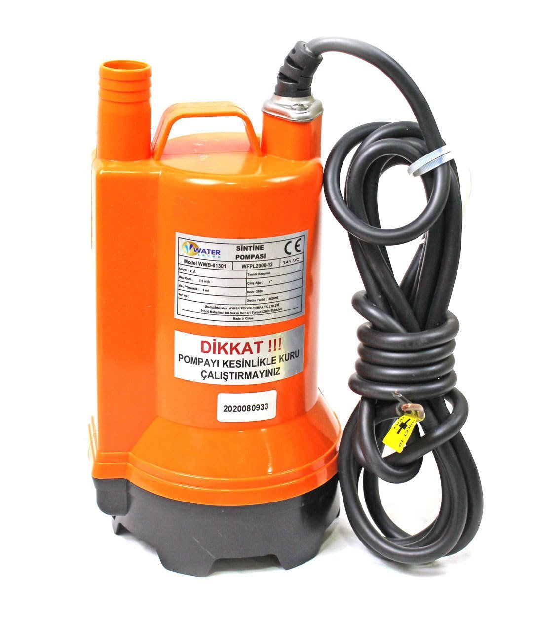Water Sound 24 Volt Dc Drenaj Dalgıç Pompa 7 Mt Yükseklik 7.5 m³/h