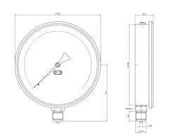 Pakkens 0-400 Bar 160 mm Alttan Bağlantılı Kuru Manometre G 1/2 inç