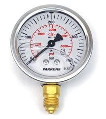 Pakkens 0-400 Bar 63 mm Alttan Bağlantılı Gliserinli Manometre G 1/4 inç