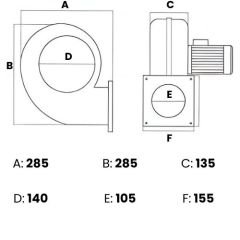 Modern Teknik MT3M Radyal Fan, Kalorifer Kazan Fanı 220V 2500 m3/h