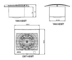 Aircol 120lik Tuvalet, Wc ve Banyo Fanı / Aspiratörü 160 m³/h - Aircol 120
