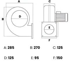 Modern Teknik MT2M Radyal Fan, Kalorifer Kazan Fanı 220V 2000 m3/h