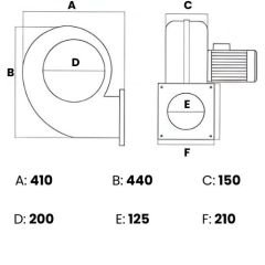 Modern Teknik MT5T Radyal Fan, Kalorifer Kazan Fanı 380V 3500 m3/h