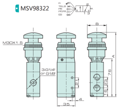 Jelpc MSV98322 Pnömatik Yön Kontrol Valfi 3/2 Mekanik Kontrollü