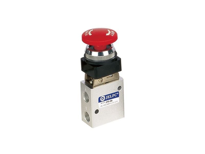 Jelpc JM-06 Pnömatik Yön Kontrol Valfi 3/2 Stop Butonlu