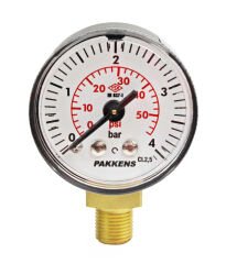 Pakkens 0-4 Bar 40 mm Alttan Bağlantılı Kuru Manometre G 1/8 inç