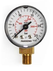 Pakkens 0-25 Bar 40 mm Alttan Bağlantılı Kuru Manometre G 1/8 inç