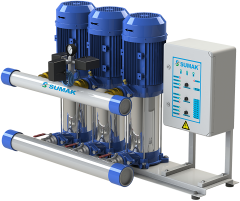 Sumak SHT16 C 550/4 Düşey Milli Kademeli Üç Pompalı Hidrofor 14 KAT 57 DAİRE