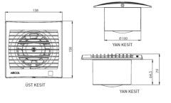 Aircol 100lük Sessiz, Dekoratif, Plastik Banyo Fanı / Aspiratörü 100 m³/h - Aircol 100