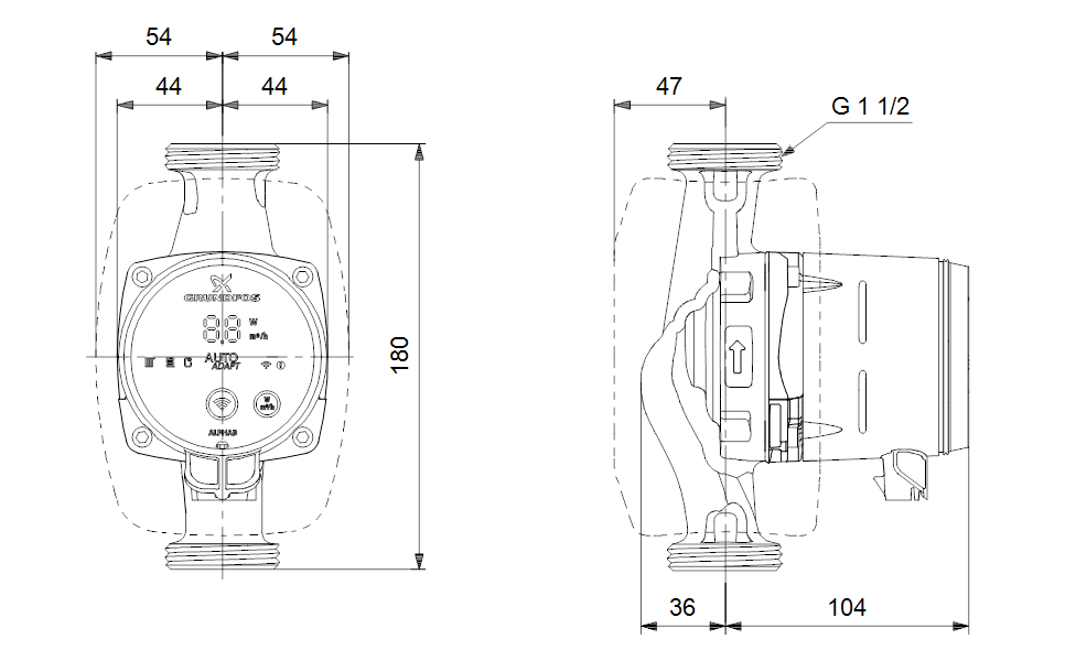 Grundfos Alpha3 HE-Umwälzpumpe 25-80 180mm - Hocheffizient Mit Bluetooth & Autoadapt