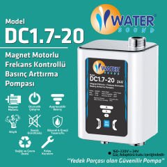 Sessiz Daire İçi Hidrofor, Güneş Enerjisi, Şebeke Basınç Artırıcı Otomatik Pompa 2 Bar 26 Lt/Dk - DC1.7-20