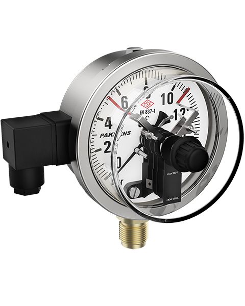 Pakkens Çap 160 Çift Kontaklı Hassas Basınç Ölçer Arkadan Bağlantılı Eksenden Kaçık Pano Tipi CL 1,0 G1/2’’ NC - Normalde Kapaklı - 0/0,6 Bar