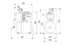 Grundfos JP 3-42 PT-H Paslanmaz Jet Hidrofor 20 Lt Tanklı - 3 Kat 3 Daire