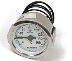Pakkens Çap 60 0/+160 °C Arkadan Bağlantılı Pano Tip Gazlı Termometre 1mt Pvc Kaplı Kapiler Boyu