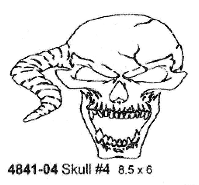 4841-04 Skull Stencil #4 8.5'' x 6'' (21.5cmX15cm) Airbrush Plastik Şablon