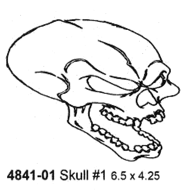 4841-01 Skull Stencil #1 6.5'' x 4.25'' (16.5cmX11cm) Airbrush Plastik Şablon