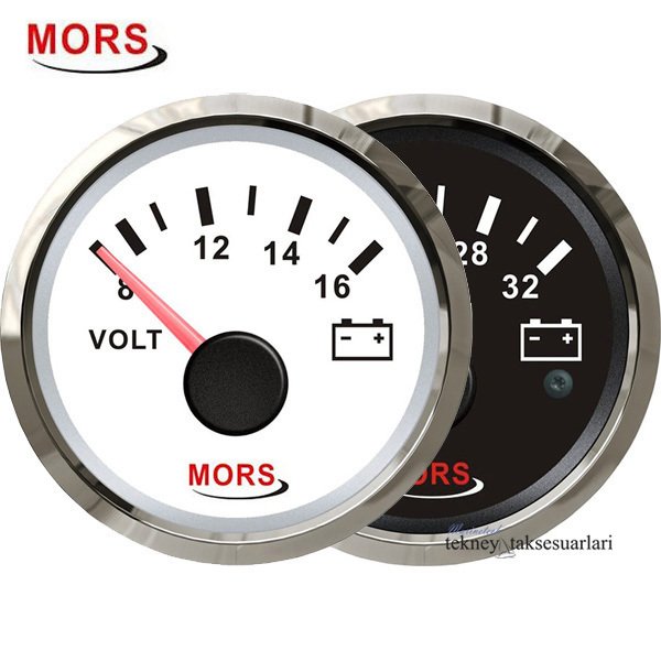 MORS Voltmetre Göstergesi,12V/24V 55mm