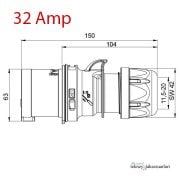 IP44 16 Amp. 32 Amp. Sahil Besleme Erkek Fişi