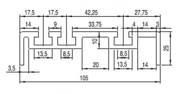 25*105 KONVEYÖR YAN ŞASE ALÜMİNYUM PROFİL(ELOKSALLI)/25*105 STRUCTURAL SILVER ANODIZED ALUMINIUM PROFILE