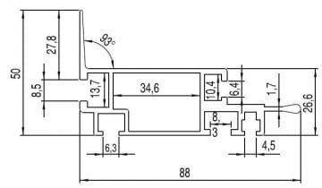 50*88 KONVEYÖR YAN ŞASE ALÜMİNYUM PROFİL(ELOKSALLI)/50*88 STRUCTURAL SILVER ANODIZED ALUMINIUM PROFILE