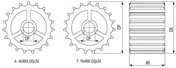 325 ÇİFT MENTEŞELİ ASETAL VE PASLANMAZ BANT TEK PARÇA / DRIVE SPROCKETS