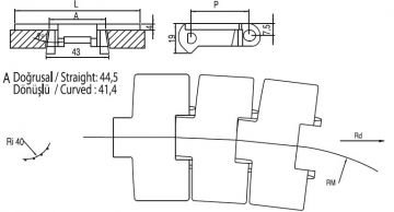 880 TIRNAKLI DÖNÜŞLÜ BANT/ SIDEFLEXING CHAIN FOR CURVED CONVEYORS