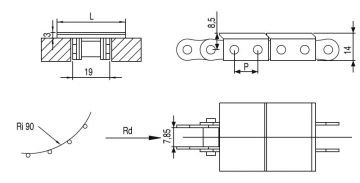 843 ASETAL ZİNCİR BANT / PLATE TOP CHAINS WITH BASE ROLLER CHAINS
