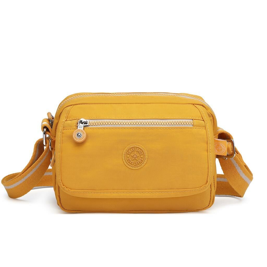 Smart Bags Postacı Kadın Çantası Krinkıl Kumaş 3166 Hardal/Bej