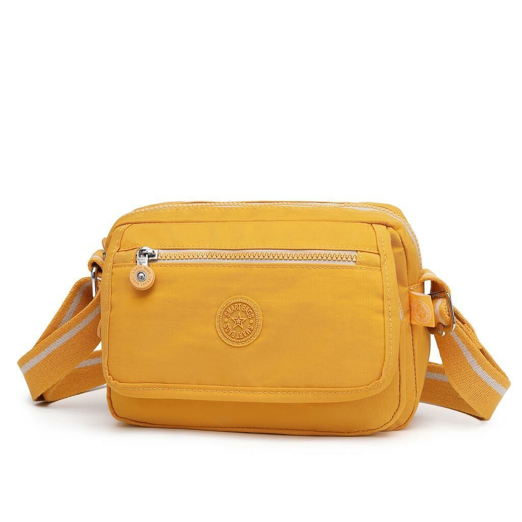 Smart Bags Postacı Kadın Çantası Krinkıl Kumaş 3166 Hardal/Bej