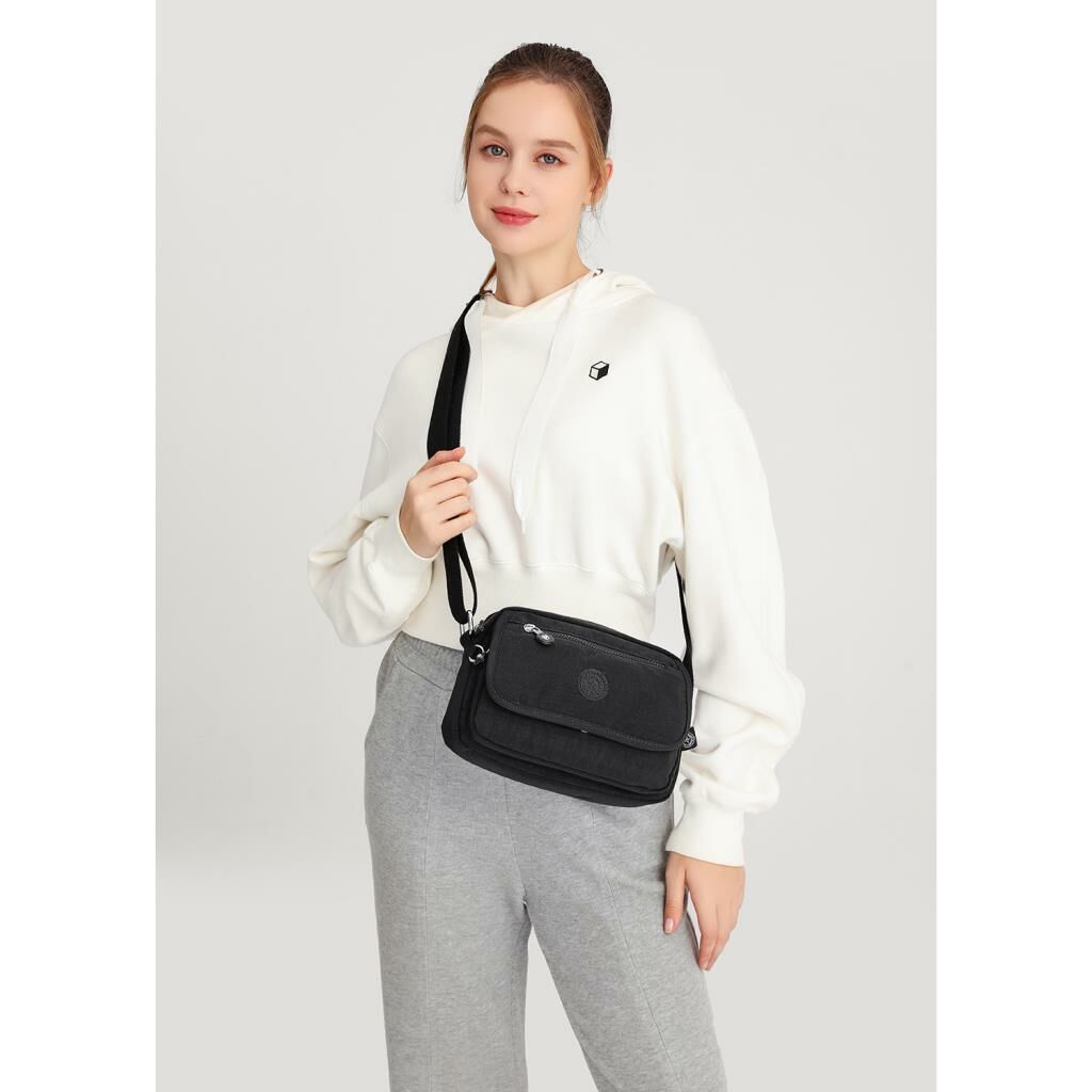 Smart Bags Postacı Kadın Çantası Krinkıl Kumaş 3166 Hardal/Bej