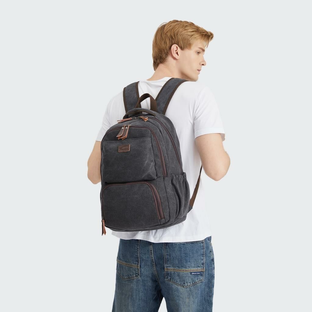 C-Active Büyük Boy Erkek Sırt Çantası Kanvas Kumaş 1313 07 Açık Kahve