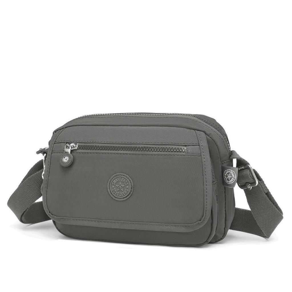 Smart Bags Postacı Kadın Çantası Krinkıl Kumaş 3166 Koyu Gri
