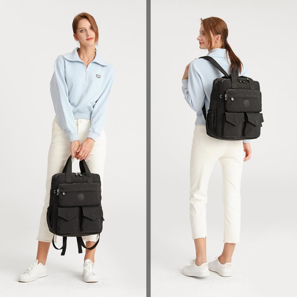 Büyük Boy Krinkıl Kumaş Sırt Çantası Smart Bags 1175 Siyah