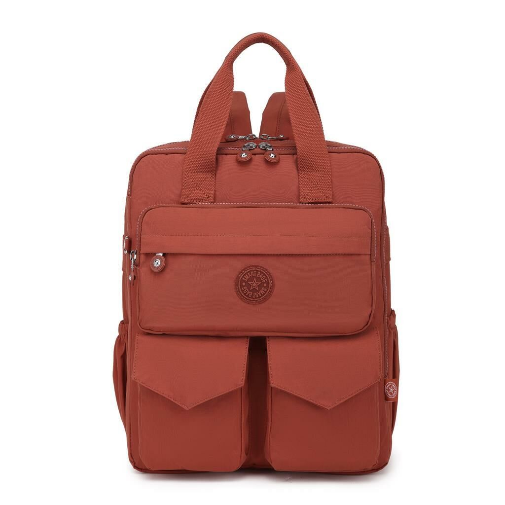 Büyük Boy Krinkıl Kumaş Sırt Çantası Smart Bags 1175 Kiremit
