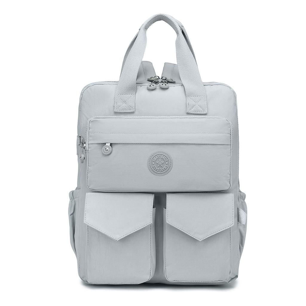 Büyük Boy Krinkıl Kumaş Sırt Çantası Smart Bags 1175 Açık Gri
