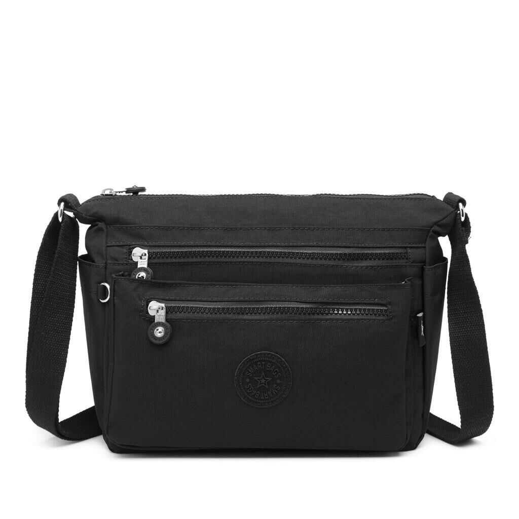 Krinkıl Kumaş Kadın Postacı Çantası Smart Bags 1238 Siyah