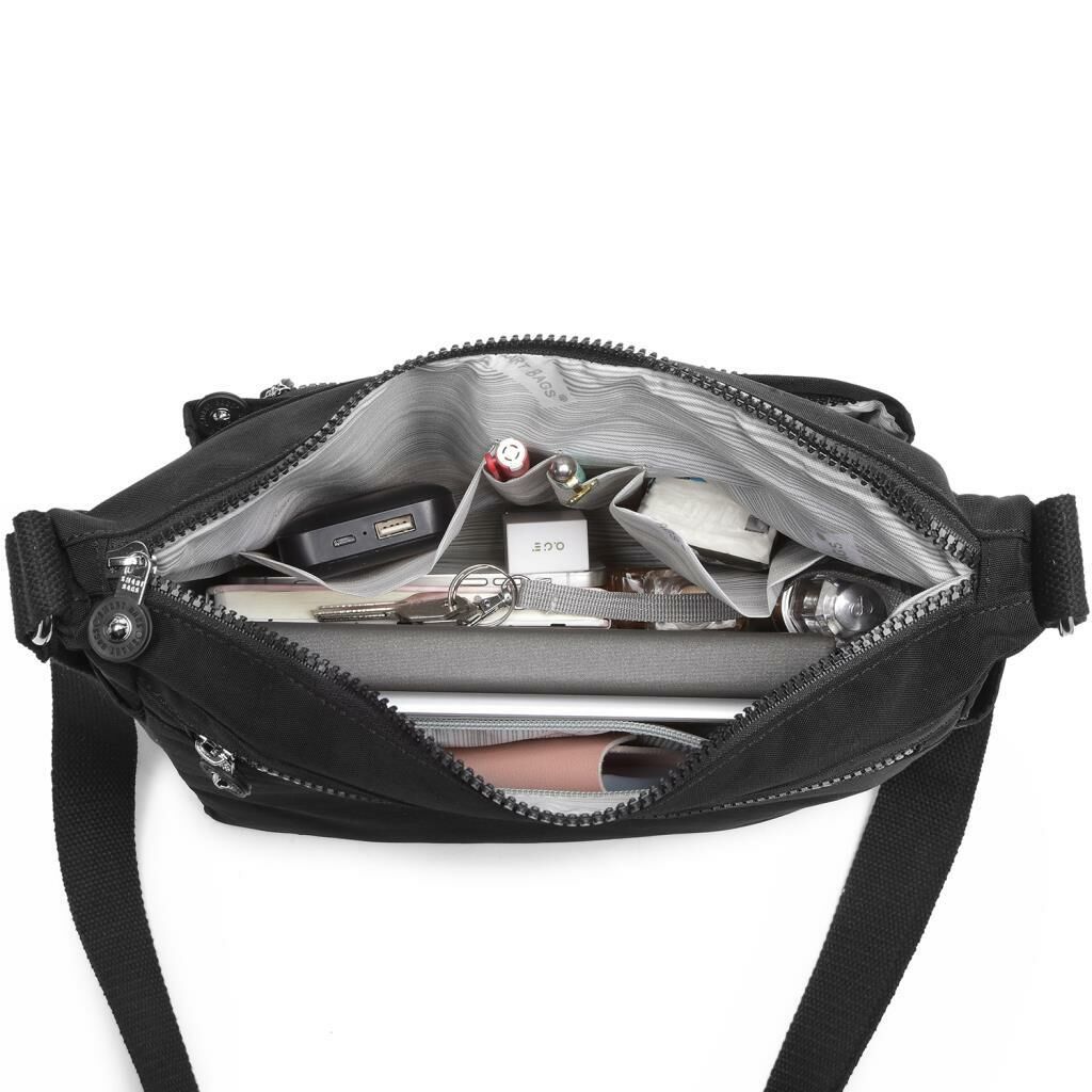 Krinkıl Kumaş Kadın Postacı Çantası Smart Bags 1238 Siyah