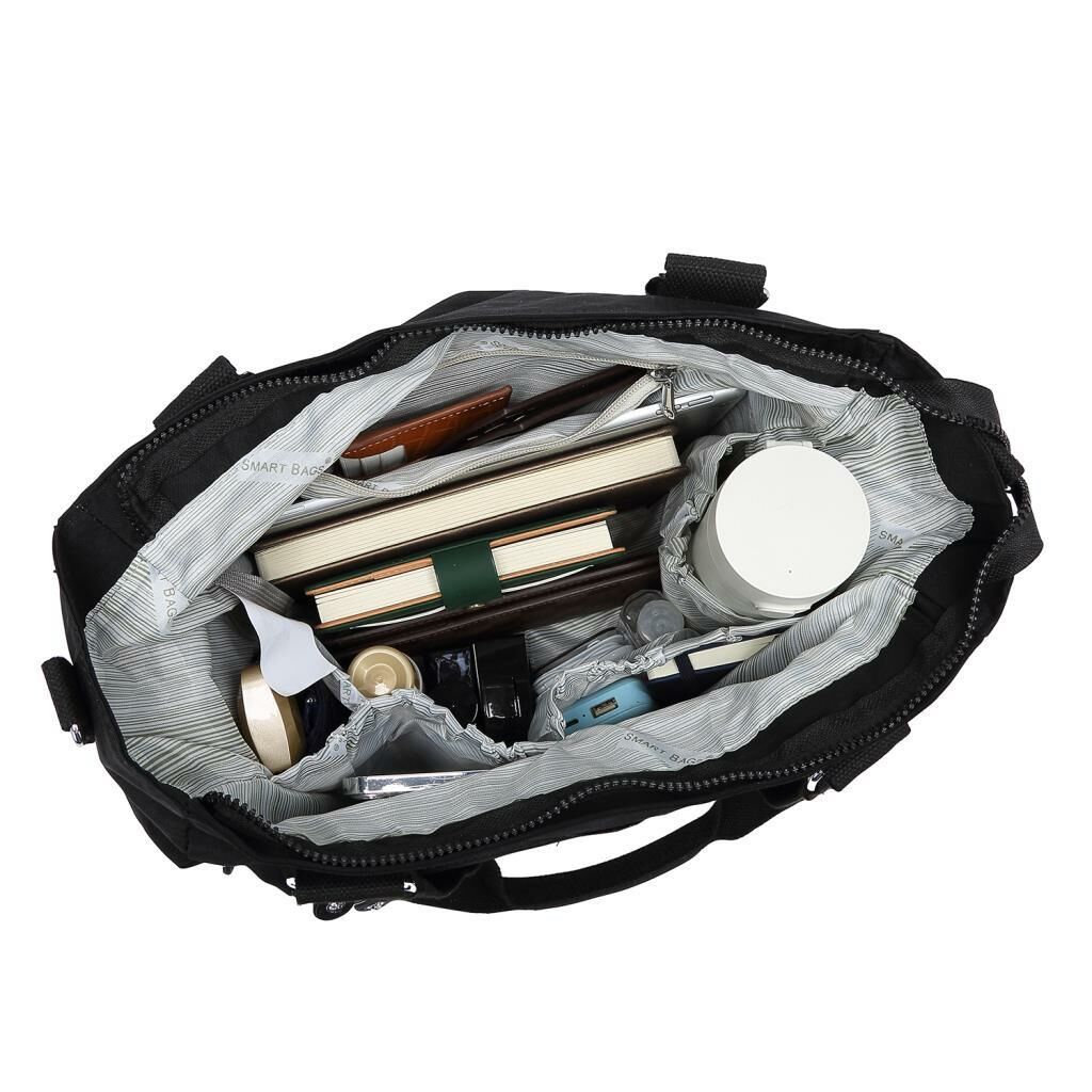 Smart Bags Krinkıl Kumaş Kadın Anne Bebek Omuz Çantası 1210 Siyah