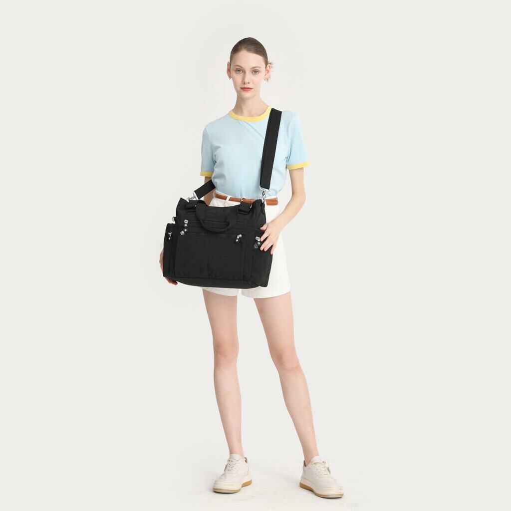Smart Bags Krinkıl Kumaş Kadın Anne Bebek Omuz Çantası 1210 Siyah