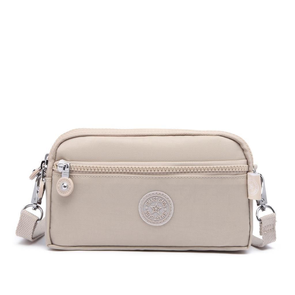 Smart Bags Mini Boy Postacı Çantası ve Cüzdanı Krinkıl Kumaş 1112 A.Vizon