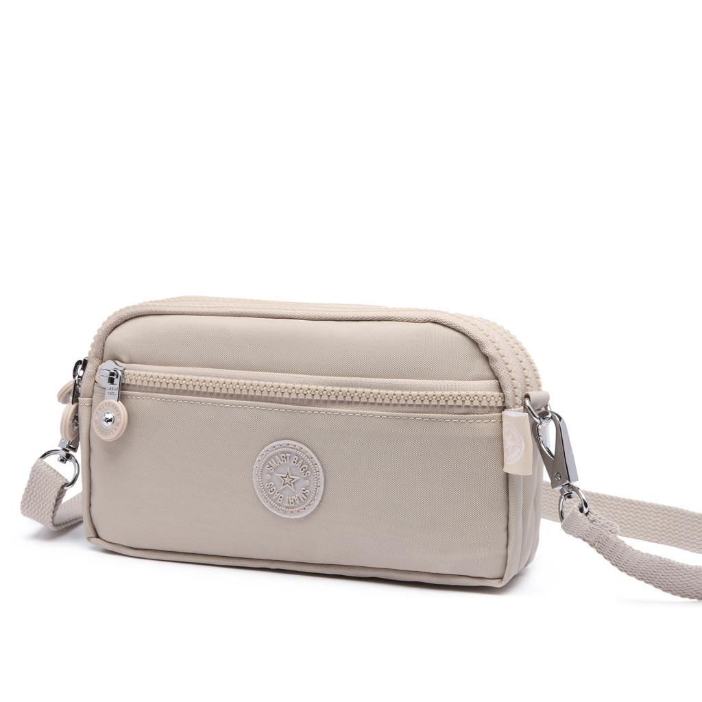 Smart Bags Mini Boy Postacı Çantası ve Cüzdanı Krinkıl Kumaş 1112 A.Vizon